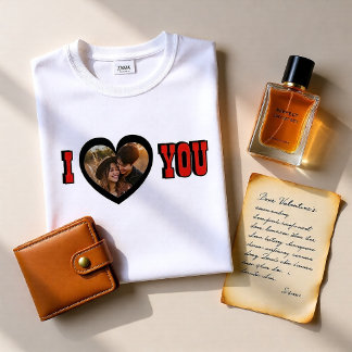 Camiseta Foto Personalizada de Corazón Te Amo San Valentín