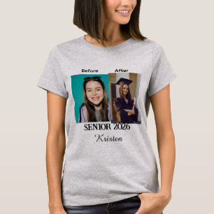 Camiseta Foto personalizada de graduación antes y después