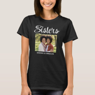Camiseta Foto personalizada de hermanas con letra corazón