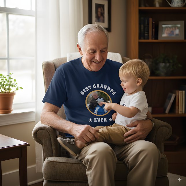 Camiseta Foto personalizada de la familia del mejor abuelo  (Subido por el creador)