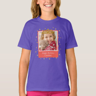 Camiseta Foto personalizada de niño Feliz cumpleaños, coron