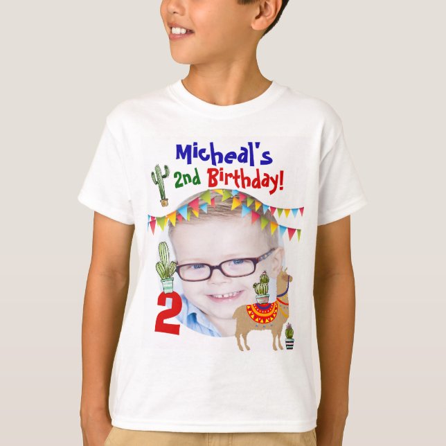 Camiseta Foto personalizada Llama Fiesta de cumpleaños (Anverso)