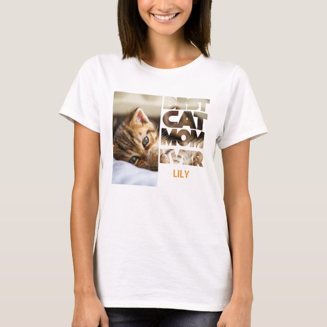 Camiseta Foto personalizada Mejor madre de gato jamás (Anverso)