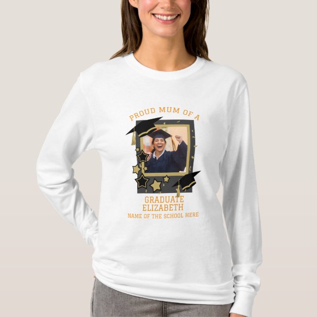 Camiseta Foto personalizada "Orgullosa Mamá de un graduado" (Anverso)