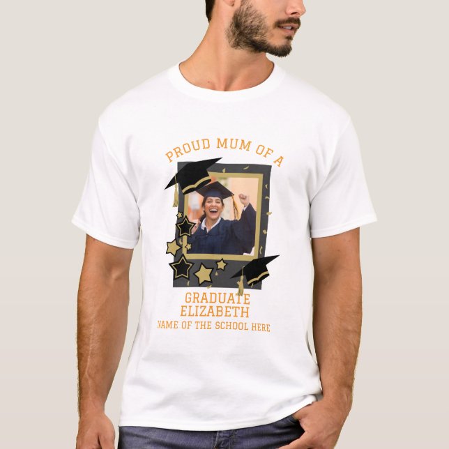 Camiseta Foto personalizada "Orgullosa Mamá de un graduado" (Anverso)