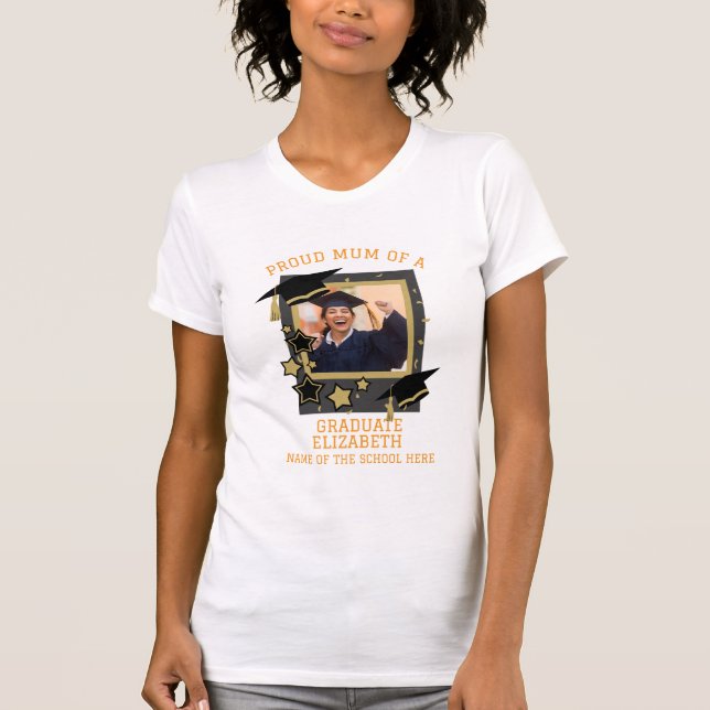 Camiseta Foto personalizada "Orgullosa Mamá de un graduado" (Anverso)