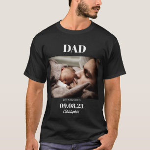 Camiseta Foto personalizada Papá Estableció Nombre Fecha de