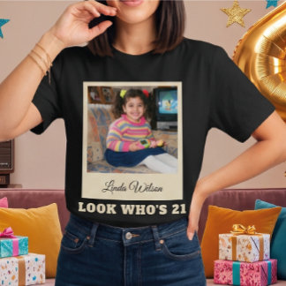 Camiseta Foto personalizada retro instantánea ¡Mira quién c
