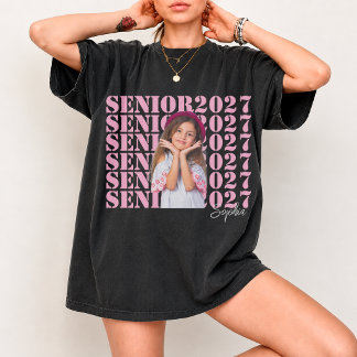 Camiseta Foto personalizada Senior 2027 Graduación personal
