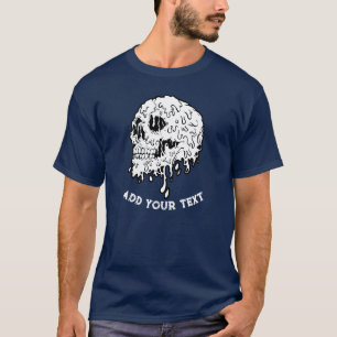 Camiseta Foto personalizada Skeleton Head Navy Blue