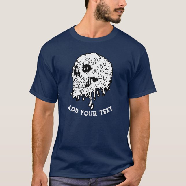 Camiseta Foto personalizada Skeleton Head Navy Blue (Anverso)