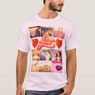 Camiseta Foto personalizada x9 retro amor al corazón rojo T