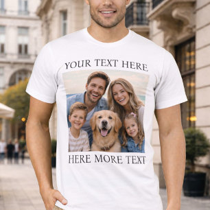 Camiseta Foto personalizada y texto o nombre elegante serif