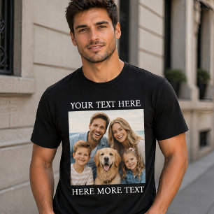 Camiseta Foto personalizada y texto o nombre elegante serif