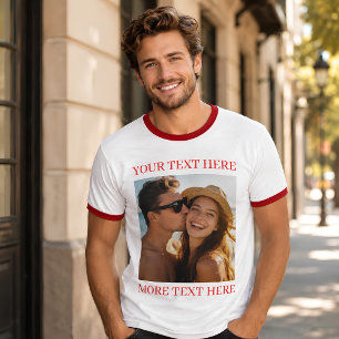 Camiseta Foto Personalizada y Texto Rojo