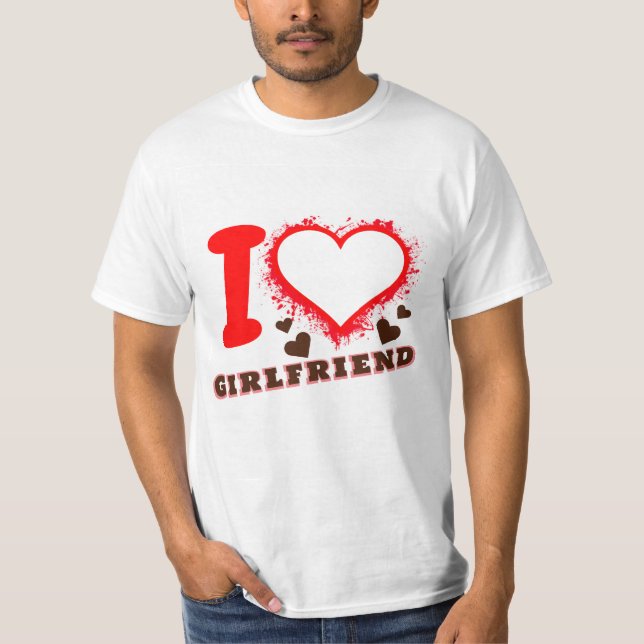 Camiseta Foto personalizado Amo a mi novia Yo corazón a GF  (Anverso)