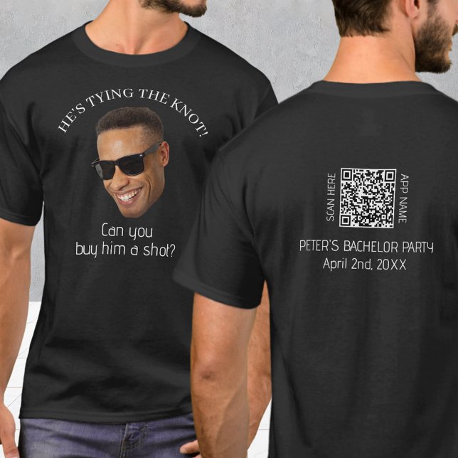 Camiseta Foto personalizado Compra Una Fiesta De Bachelor A (Custom Photo Buy Him A Shot Bachelor Party T-Shirt
)
