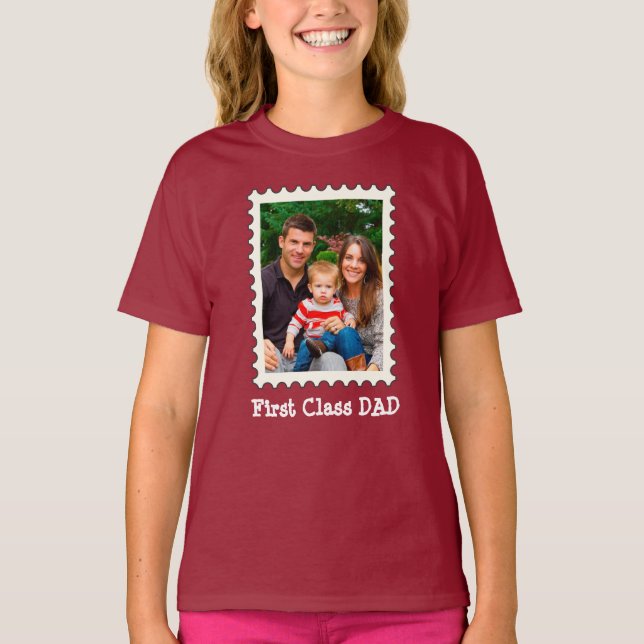 Camiseta Foto personalizado de papá de primera clase en un  (Anverso)