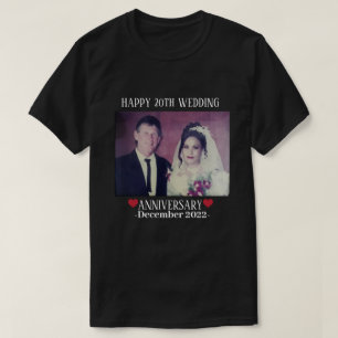 Camiseta Foto personalizado Feliz 20° aniversario de Boda n