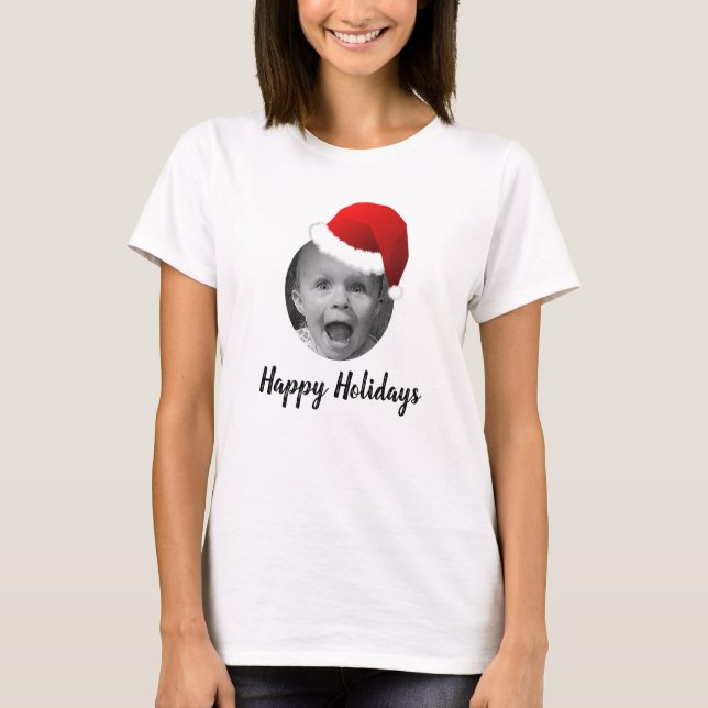Camiseta Foto Personalizado Navidades divertidos Santa Hat  (Anverso)