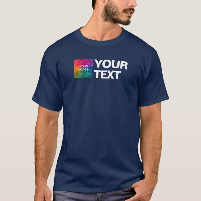 Camiseta Foto personalizado O Logo Aquí Añadir Mens De Text (Anverso)