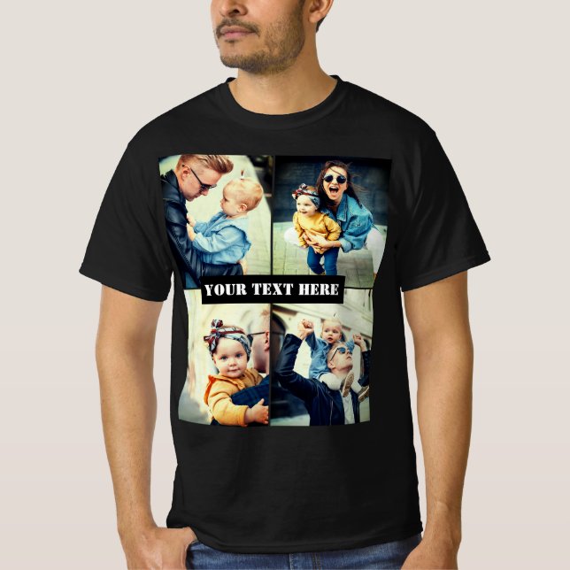 Camiseta Foto personalizado x4 y texto personalizado (Anverso)