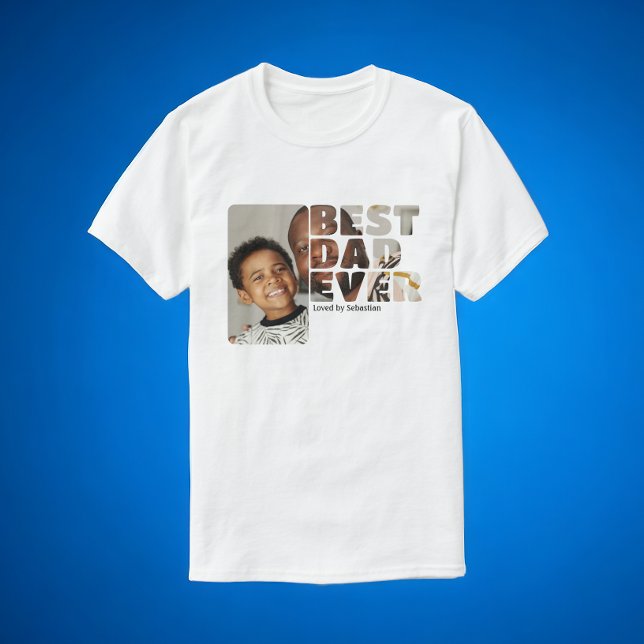 Camiseta Foto personalizado Y Texto Personalizados Mejor Pa (Custom Photo And Text Personalized Best Dad Ever T-Shirt from Ricaso. For Father's Day or any day)
