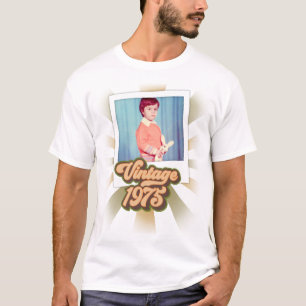 Camiseta Foto Rayada Vintage Cumpleaños 50 Aniversario 1975