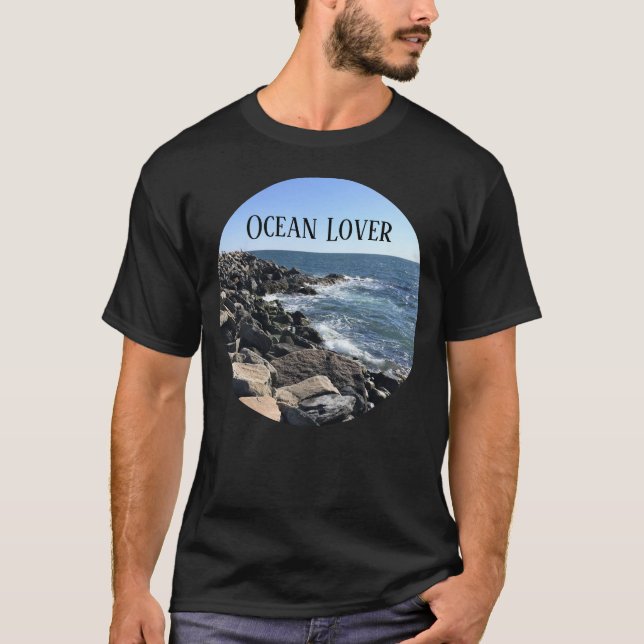 Camiseta Foto redonda sobre el mar Rocoso del Océano Atlánt (Anverso)