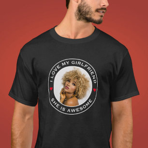 Camiseta Foto Texto Corazón Me encanta mi novia increíble
