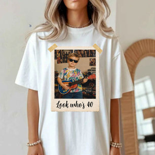 Camiseta Foto vintage personalizada y año Cumpleaños nostál