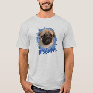 Camiseta Foto y nombre de perro Pug divertido y personaliza