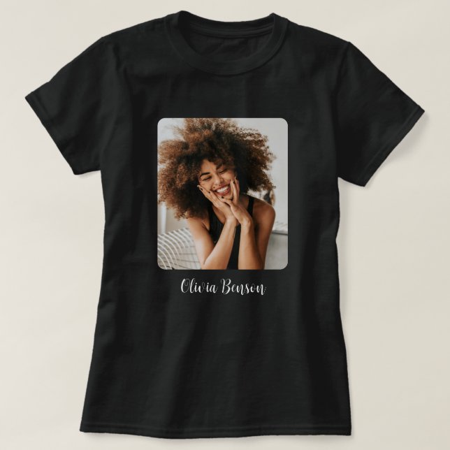 Camiseta Foto y nombre personalizados modernos Crea tu prop (Diseño del anverso)