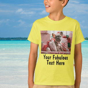 Camiseta Foto y texto personalizados amarillo y neutros des