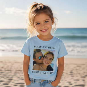 Camiseta Foto y Texto Personalizados Azul Claro