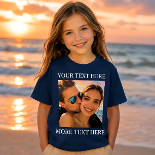Camiseta Foto y Texto Personalizados Azul Marino
