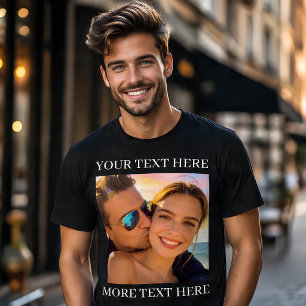 Camiseta Foto y texto personalizados en negro
