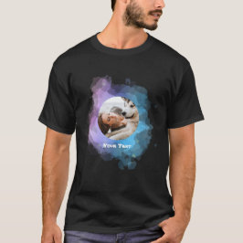 Camiseta Foto y texto personalizados rosa y azul