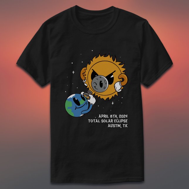 Camiseta Fotobomb del eclipse solar de 2025 personalizado (All text is editable, add your city and state, or change as required)