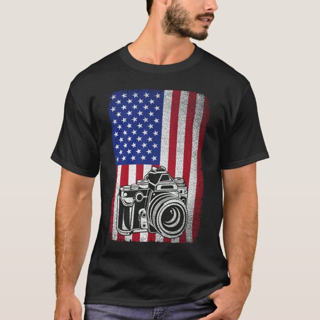 Camiseta Fotógrafa de la bandera de Estados Unidos (Anverso)