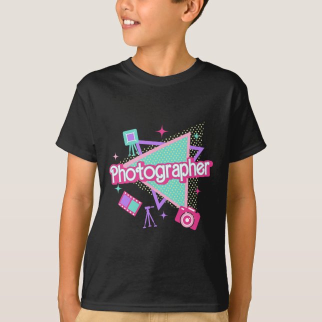 Camiseta Fotógrafa Retro Fotografía Rosa Hombres Mujeres Ch (Anverso)