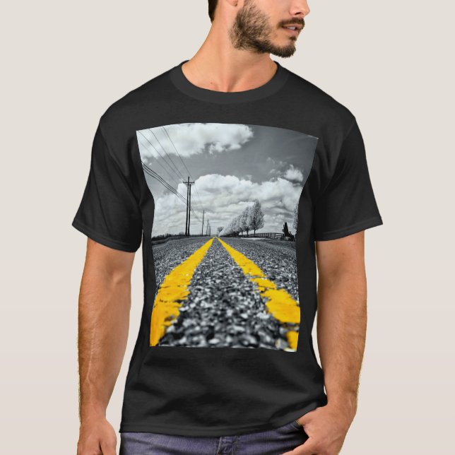 Camiseta Fotografía creativa de la carretera de asfalto ama (Anverso)
