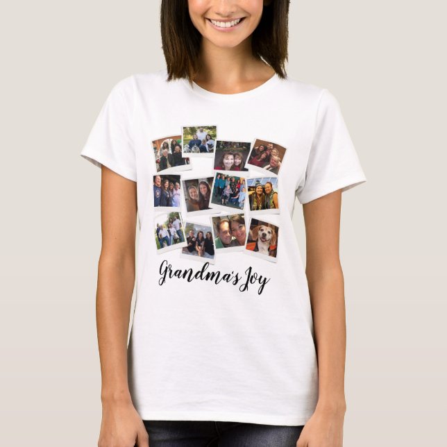 Camiseta Fotografía de alegría de la abuela Collage de moda (Anverso)