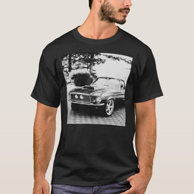 Camiseta Fotografía de automóviles en blanco y negro camise (Anverso)