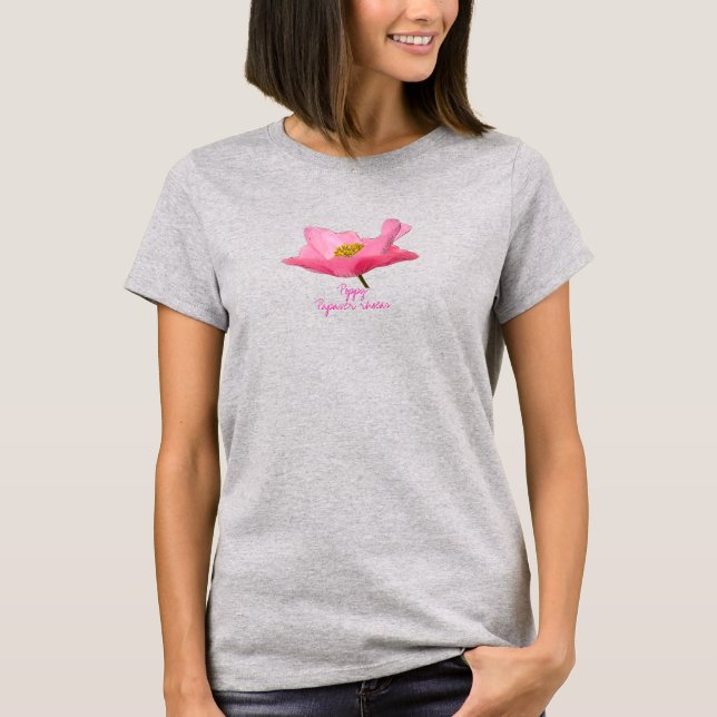 Camiseta Fotografía de cierre de amapola rosa (Anverso)