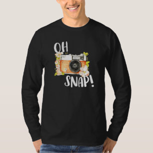 Camiseta Fotografía de cosecha de vintage floral de cámara