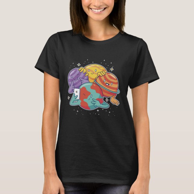 Camiseta Fotografía de espacio de selfie de planetas (Anverso)