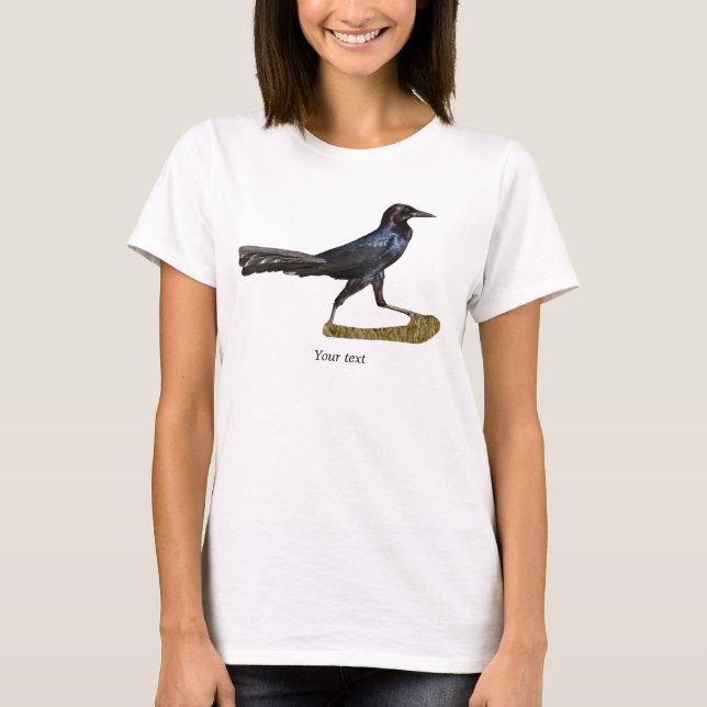 Camiseta Fotografía de Grackle en barco (Anverso)