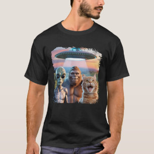 Camiseta Fotografía De Humor Del Gato Alien Selfie Bff Con 