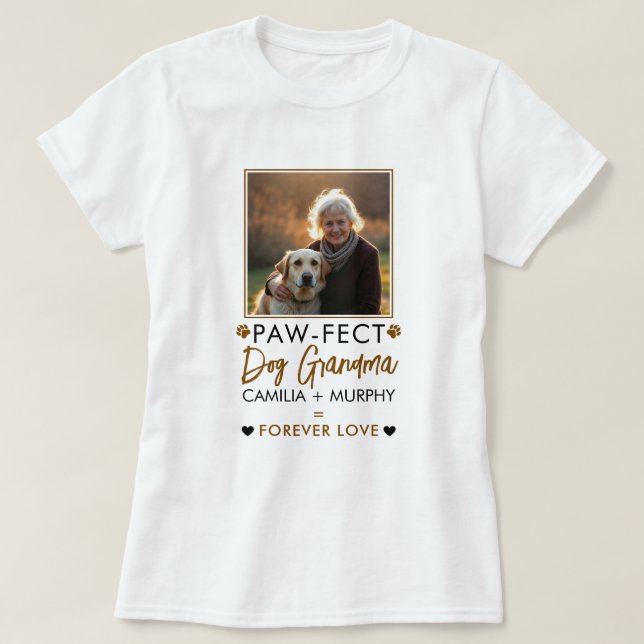 Camiseta Fotografía de la abuela del perro con texto simple (Diseño del anverso)